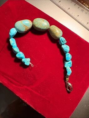 Turquoise Stone Beaded Bracelet - Blue Turquoise